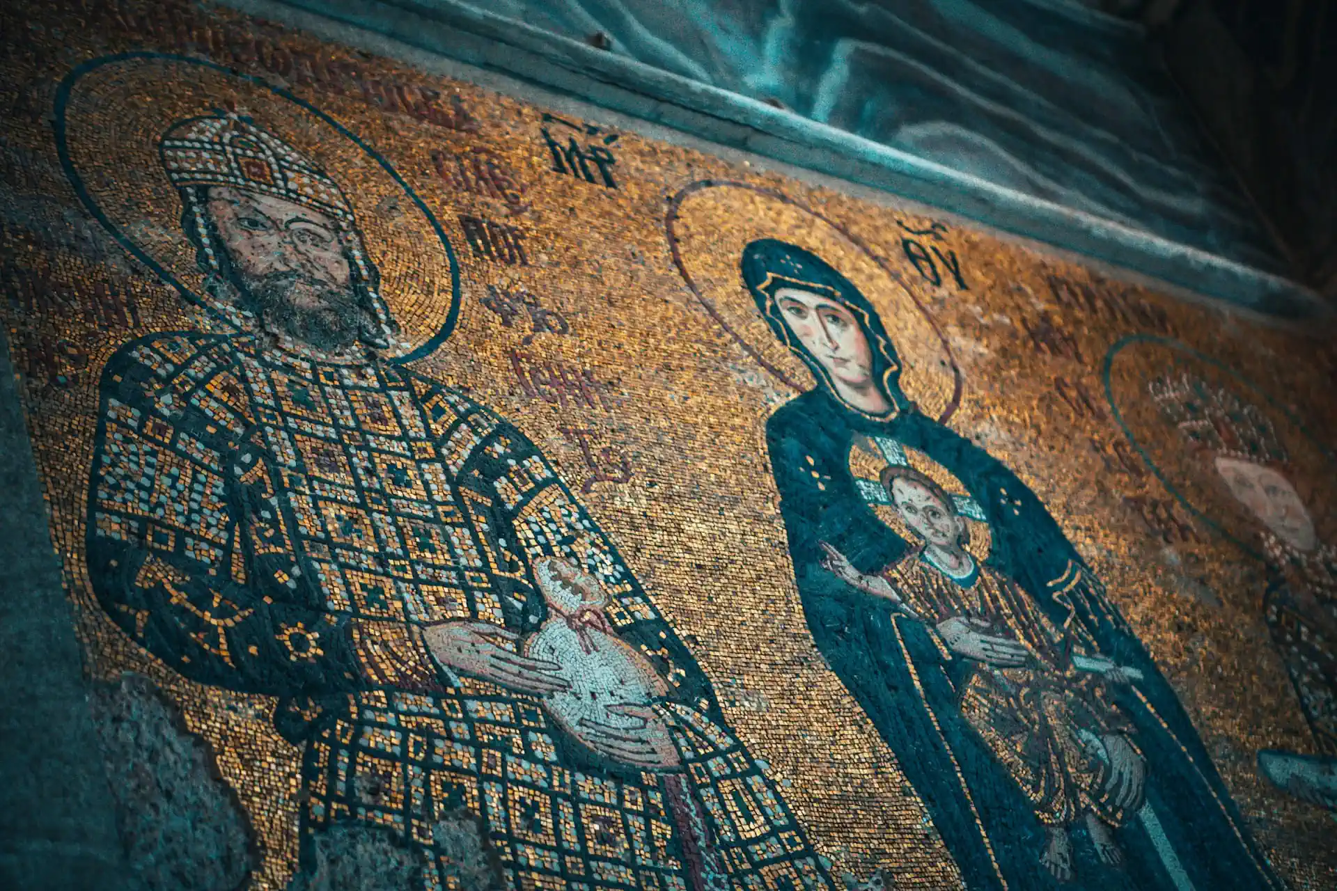 A Byzantine mosaic with the depiction of the Virgin Mary
